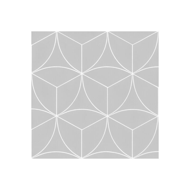 Sol Vinyle Textile économique - Rosace géométrique - Gris - Rouleau de 2m x 4m