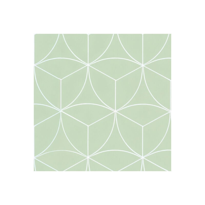 Sol Vinyle Textile économique - Rosace géométrique - Vert d'eau - Rouleau de 2m x 2m
