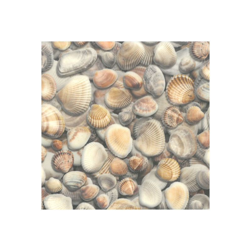 Sol Vinyle Textile - Relief 3D - Imprimé Coquillages - Rouleau de 1m x 11m