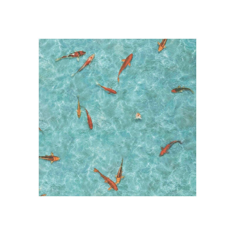 Sol Vinyle Textile - Relief 3D - Imprimé poisson Koï japonais - Rouleau de 4m x 3m