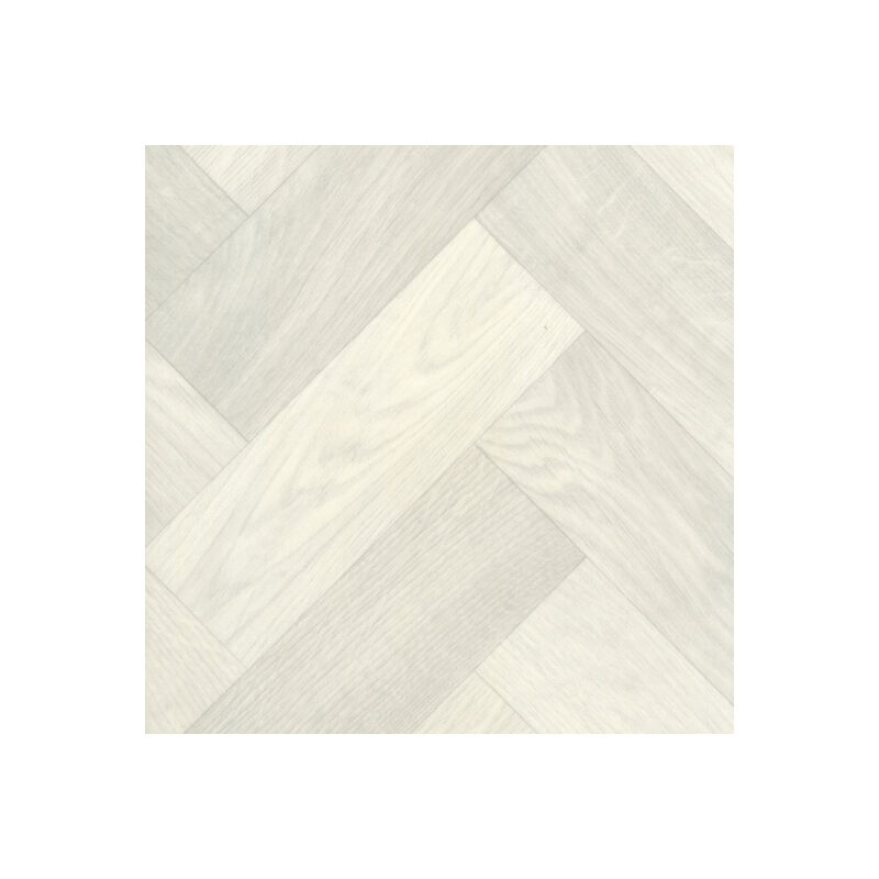 Sol Vinyle Textile Rénove - Imitation Parquet Chevrons bâtons rompus - Chêne blanchi - Rouleau de 2m x 4m