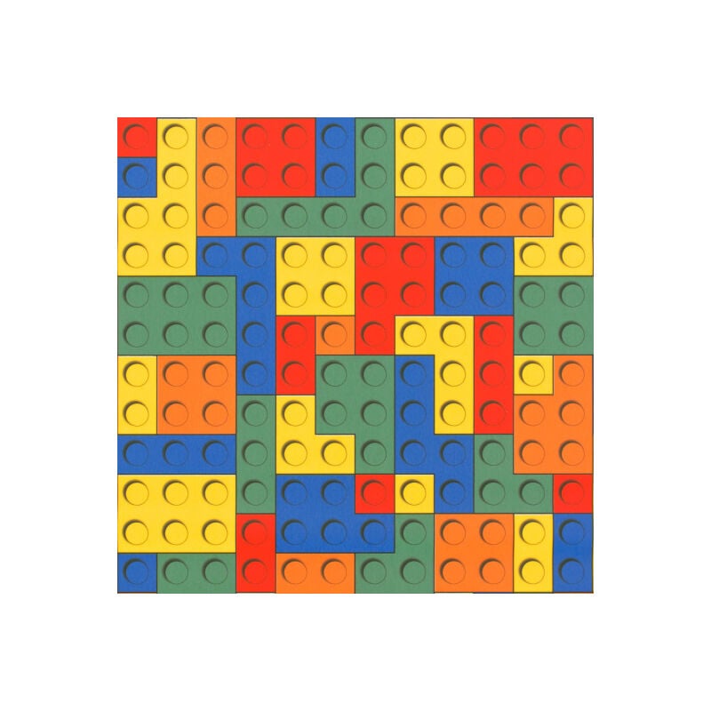 Sol Vinyle Style - Motif Puzzle jeu de briques multicolore - Rouleau de 2m x 2m