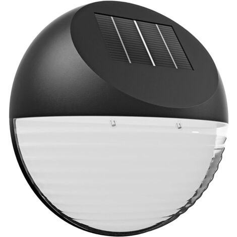 SOL0694 LAMPE SOLAIRE MURALE 2 LED PROJECTEUR NOIR POUR JARDIN ET FAÇADE
