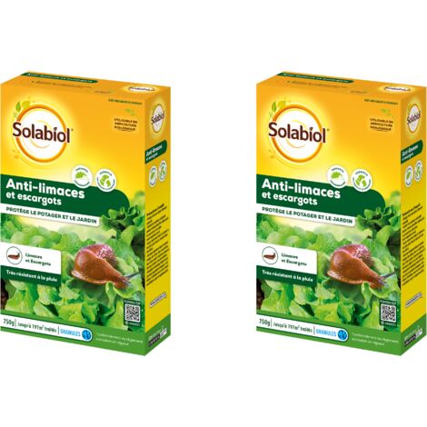 SOLABIOL Anti-Limaces & Escargots - 2x750g - Granulés - Résistant À La Pluie - Prêt À L'Emploi - Utilisable En Agriculture Biologique SOLIMA750NX2