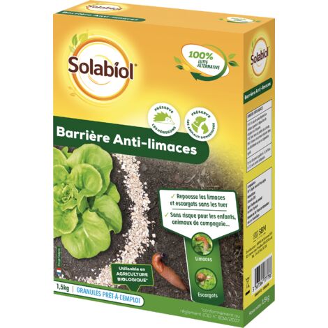 SOLABIOL Barrière Anti-Limaces & Escargots - 1,5 Kg - Protège Cultures & Potagers - Utilisable en Agriculture Biologique SOBARPOT15