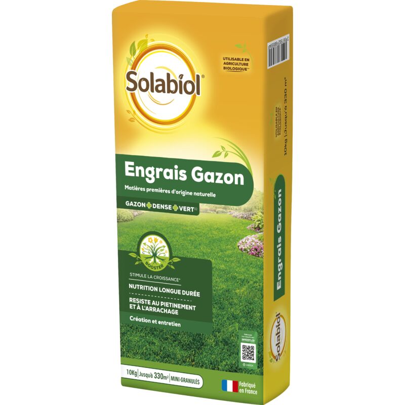 Engrais Gazon 4 En 1 - Sac 10 Kg - Jusqu'à 250m² - Nutrion Longue Durée - Effet Reverdissant - Limite Les Mauvaises Herbes - Stimule L'Enracinement