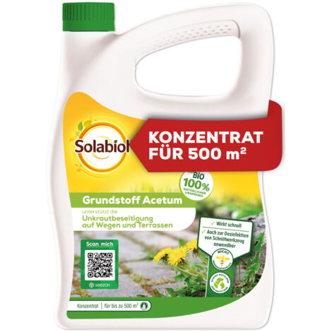 Solabiol Grundstoff Acetum - zur Unkrautbeseitigung auf Wegen und Terrassen - 3 Liter
