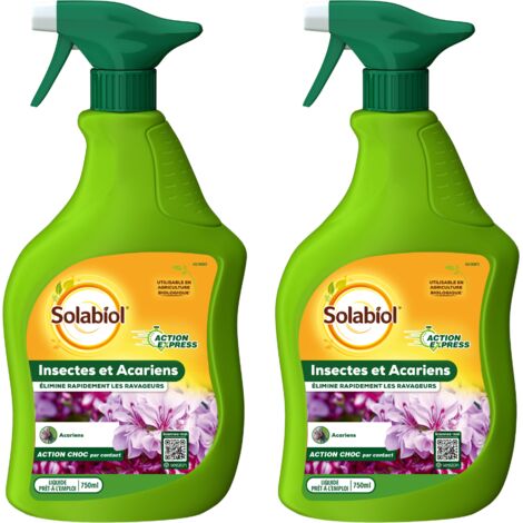 SOLABIOL Lot De 2 Sprays Anti Insectes & Acariens - 2 Pulvérisateurs - Prêt A L'emploi - 2x750ml - Action Rapide & Agit Par Contact - Traitement Plantes Intérieurs & Extérieurs SOFAZPAL750NX2