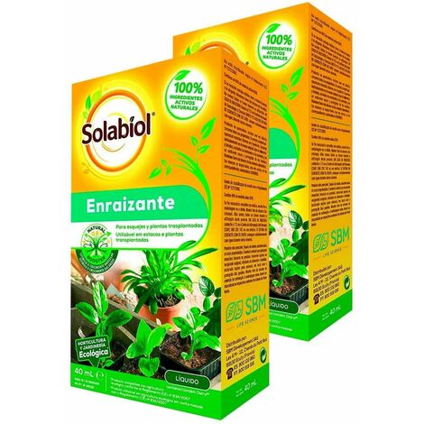 Solabiol Pack 2 Enraizante líquido 100% orgánico para esquejes y Plantas trasplantadas, Formato 40mL