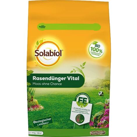 Solabiol Rasendünger Vital organischer Dünger für moosbelasteten Rasen 14kg