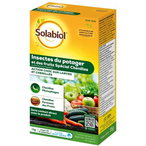 Solabiol SOBACI15 Insectes du Potager Traitement Bacillus des vers des Fruits et Legumes | Utilisable en Agriculture Biologique, 6 Sachets de 2,5gr