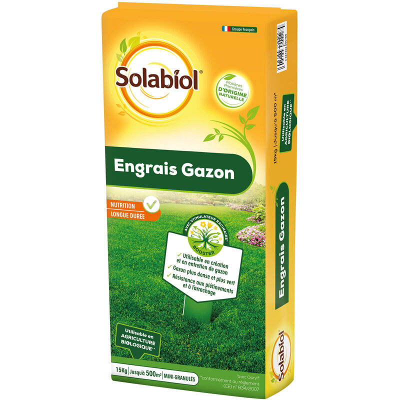 Engrais Gazon Solabiol Longue Durée 15kg SOGAZY15