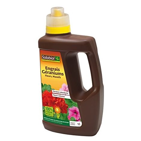 SOLABIOL SOLIGER1N ENGRAIS GÉRANIUMS ET PLANTES FLEURIES LIQUIDE 1L, MARRON