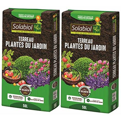 SOLABIOL TERJARDI50 TERREAU Plantes du Jardin 2x50 | L Jusqu'à 5 Mois de Nutrition, Utilisable en Agriculture Biologique