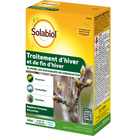 SOLABIOL Traitement D'Hiver & De Fin D'Hiver - 500ml - Traitement Préventif - Elimine Œufs & Larves - Jusqu'à 25L De Solution SOHIV500N
