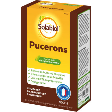 SOLABIOL Traitement insectes antipucerons pour arbres, arbustes et rosiers 500 ml