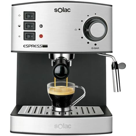 Ufesa CE7240 Macchina caffè espresso, 850 W, Serbatoio estraibile1,6 L, 20  bar, 2 opzioni d'uso, per cialde o caffè macinato, Vaporizzatore  regolabile, Nero/Argento : : Casa e cucina