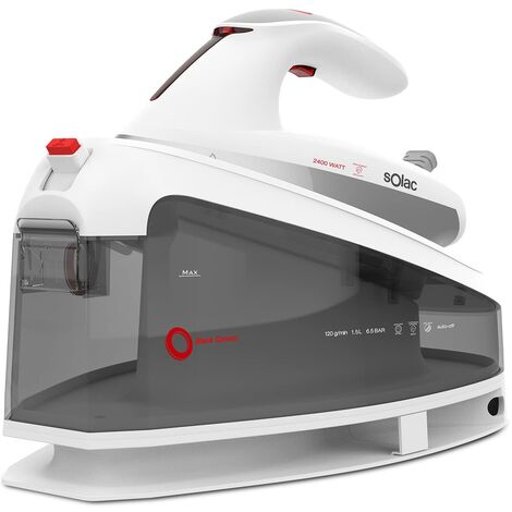 Solac - Centro Stiro Blank Canvas 2400W, Ferro da stiro professionale, Vapore pressurizzato 7 bar, Avvio rapido in 30s, Supervapore 400g/min, Vapore costante massimo 130g/min, 1,5L, Ceramica