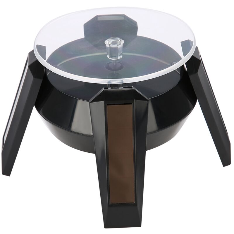 Solaire 360° Degrés Tournant Tournant Montre Téléphone Bijoux Présentoir LED Lumière (Noir)
