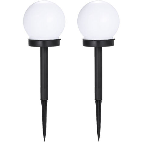 Solaire, ampoule ronde, lumière de pelouse enfichable, blanc froid, 2 pièces