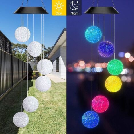 Solaire Carillon Éolien LED Lampe Carillon à Vent Solaire Carillon Lumière Changeant Couleurs pour Jardin Patio Porch Mobile Décoration
