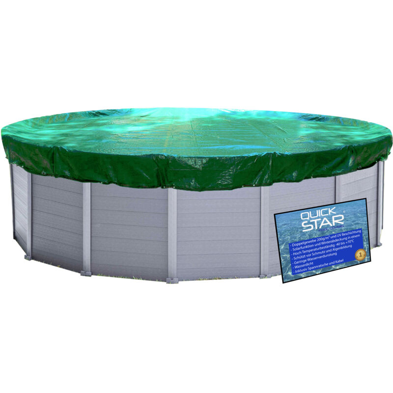 Quick-star - Bâche solaire piscine ø 720cm ronde pour piscine jusqu'à 650 cm bâche hiver été bâche piscine 200g/m² vert noir