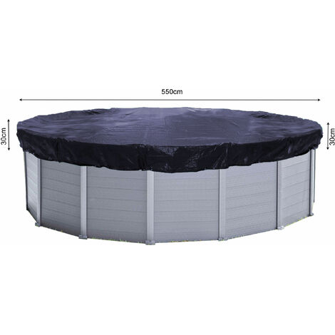 Solaire Couverture de piscine d'hiver ronde 200g / m² pour piscine de taille 500 - 550 cm Dimension bâche ø 610 cm Noir