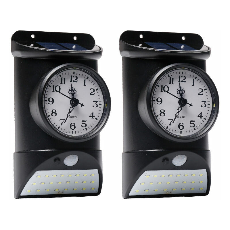Solaire extérieur 24LED Applique Murale étanche Corps Humain lumière de contrôle à Induction avec Horloge Yard Lampe lumières de sécurité