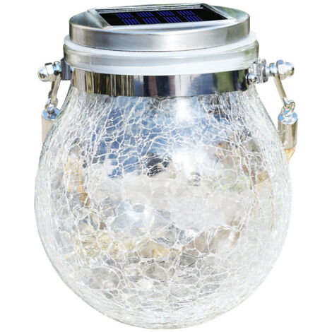 Solaire Exterieur Jardin, 30 LED Boule de Lumière Solaire Craquelée Verre Lampe Suspendue Mason Jar avec Paille Eclairage IP65 Etanche Pour Pelouse, Fête, Cour, Mariage(Multicolore)