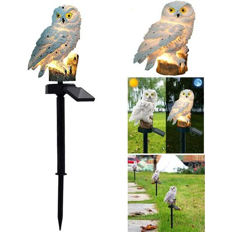 Solaire Lampe de Pelouse, Lampe de Décoration de Jardin Lumière Solaire Extérieure Imperméable Chemin Pelouse Cour Lampes de Jardin Owl Design (Blanc)
