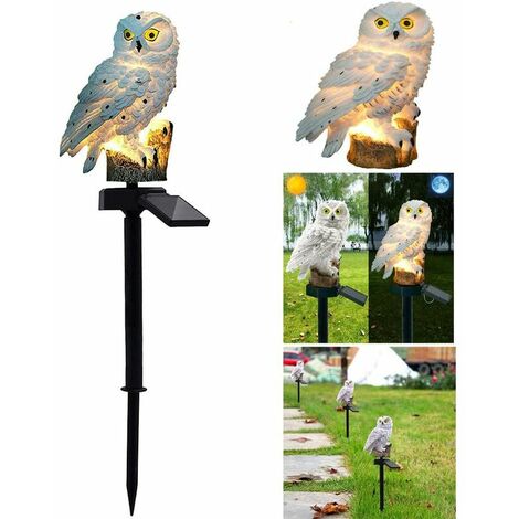 Solaire Lampe de Pelouse, Lampe de Décoration de Jardin Lumière Solaire Extérieure Imperméable Chemin Pelouse Cour Lampes de Jardin Owl Design (Blanc),HANBING
