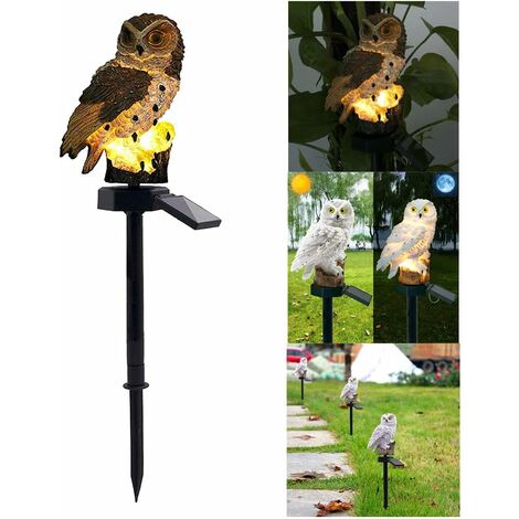 Solaire Lampe de Pelouse, Lampe de Décoration de Jardin Lumière Solaire Extérieure Imperméable Chemin Pelouse Cour Lampes de Jardin Owl Design (Brown)