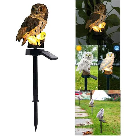 Solaire Lampe de Pelouse, Lampe de Décoration de Jardin Lumière Solaire Extérieure Imperméable Chemin Pelouse Cour Lampes de Jardin Owl Design (Gris)