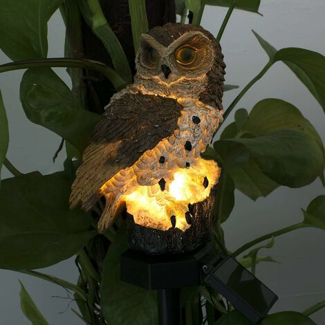 Solaire Lampe de Pelouse, Lampe de Décoration de Jardin Lumière Solaire Extérieure Imperméable Chemin Pelouse Cour Lampes de Jardin Owl Design (Gris)