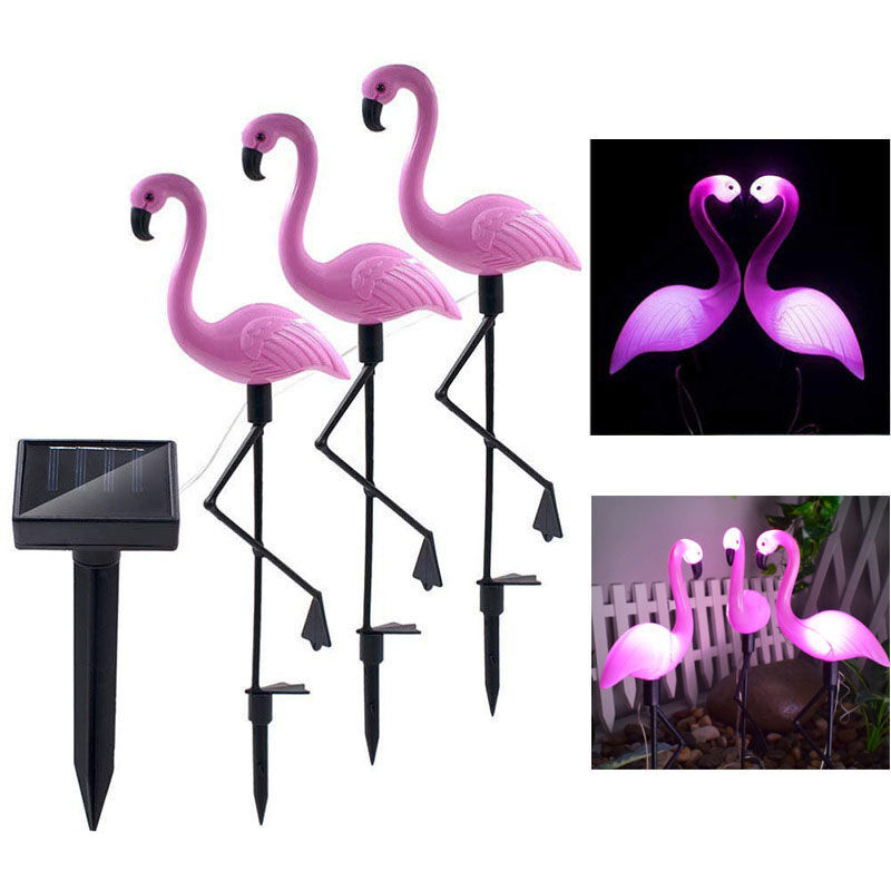 Solaire Lampe d'extérieur à led pelouse lumière Flamants roses de jardin d'éclairage étanche Sol spot Flamingo White Light, ne nécessite aucune
