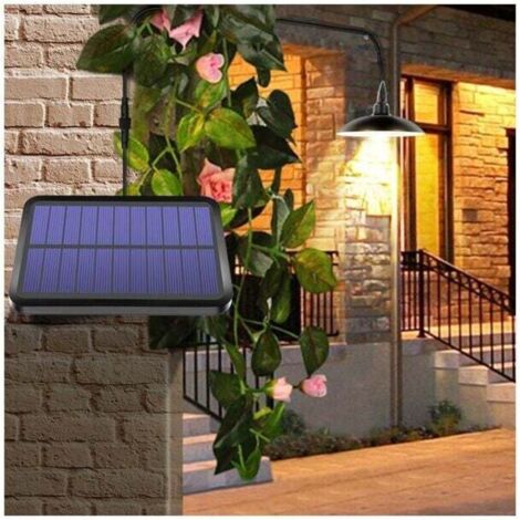 Solaire lampes Lustre solaire avec télécommande étanche 2 têtes câble 3 m - Lumière chaude