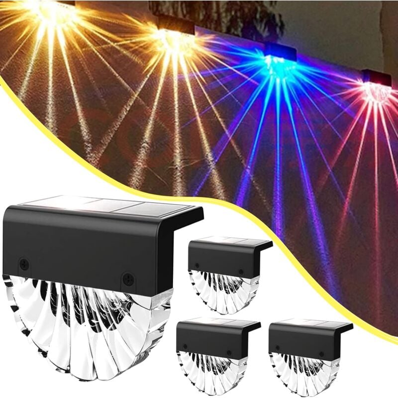 Solaire led Extérieur Éclairage mural,4 pack Éclairage pour chemins, Lampe Solaire Exterieur led changeant de couleur,Lumières de marche, allées de