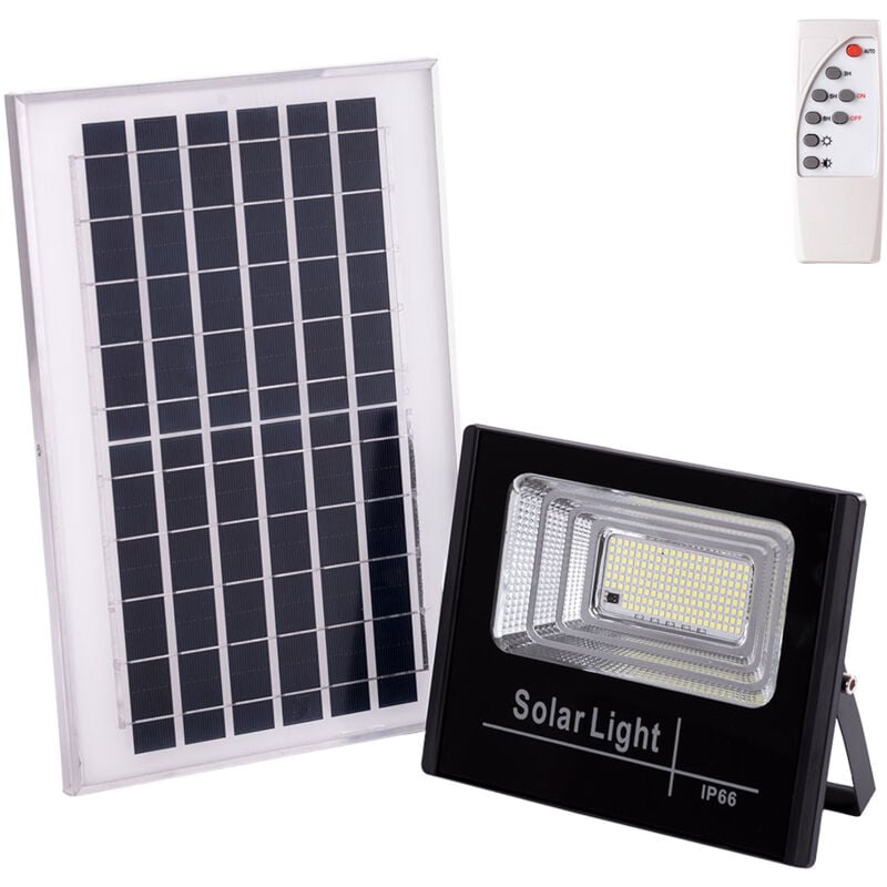 Projecteur solaire led 65 w 4000 k Panneau : 6 V/8 w Batterie : 3,2 V/5 000 mAh Télécommande [HO-SOLARFL-65W-01-W]