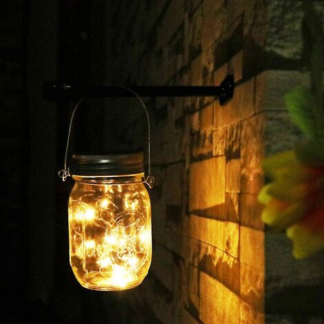 Solaire LED Lumière Jardin -20 LED Lanterne Solaire Suspendu Exterieur,Imperméable à l'eau Mason Jar Lampes,Luminaires décoration pour Jardin,Noel,Cour, Mariage, Fête(Chaud)