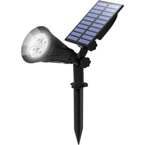Solaire Projecteur, Extérieur sans Fil Etanche IP65 Lampe Jardin avec 180° Réglable Spot Solaire Extérieur. (6000K Blanc Froid)