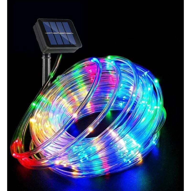 Solaire Ruban Lumineux,100 LED Lumières de Fil de Tube de Cuivre 8 Modes Decoration Lumineuse Solaire Extérieur pour Noël Jardin cour Chemin Clôture