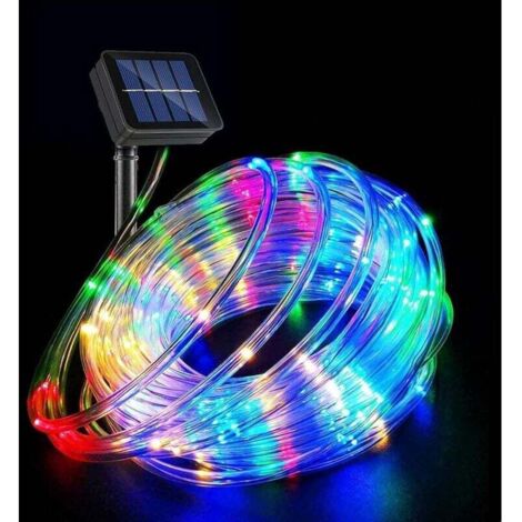 Solaire Ruban Lumineux,100 LED Lumières de Fil de Tube de Cuivre 8 Modes Decoration Lumineuse Solaire Extérieur pour Noël Jardin cour Chemin Clôture Arbre Backyard-Fei Yu