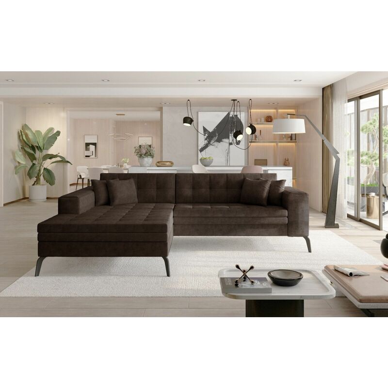 Solange Left Hand Facing Corner Sofa Bed - Brown