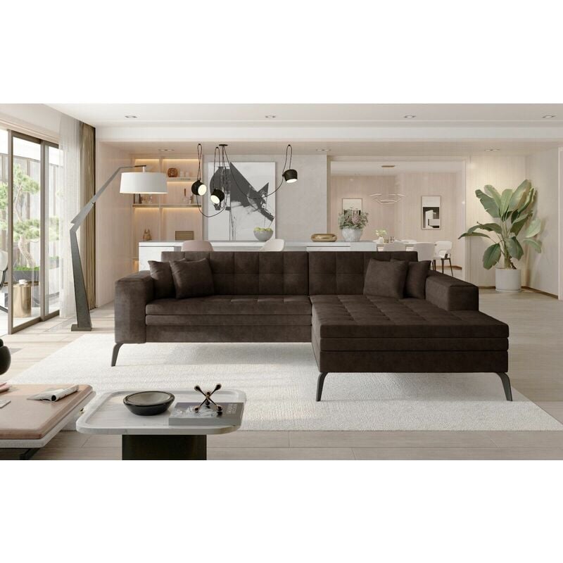 Solange Right Hand Facing Corner Sofa Bed - Brown