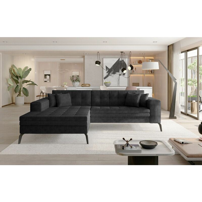 Solange Left Hand Facing Corner Sofa Bed - Dark Grey