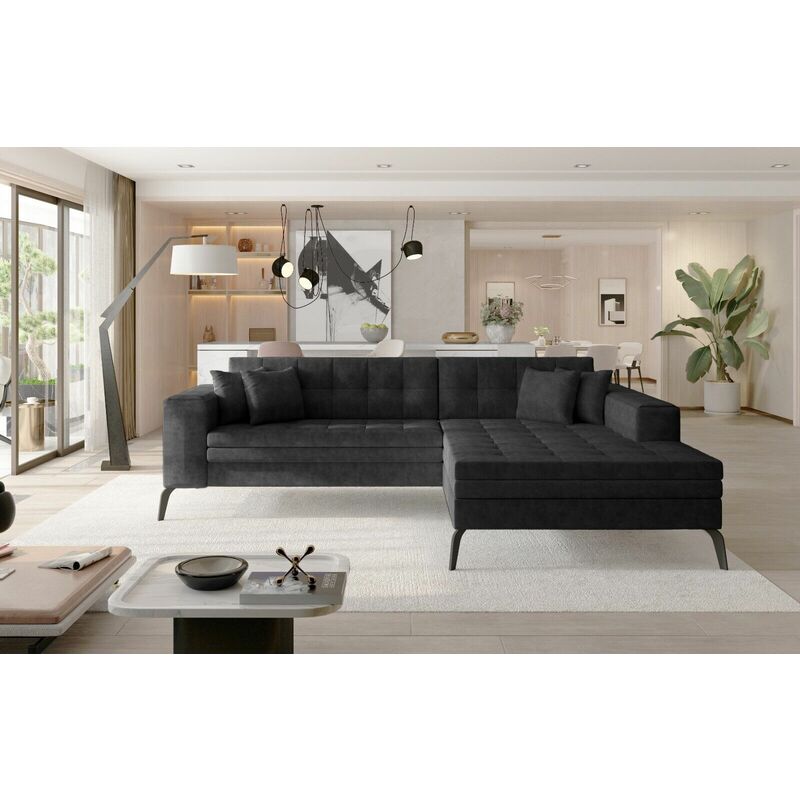 Solange Right Hand Facing Corner Sofa Bed - Dark Grey