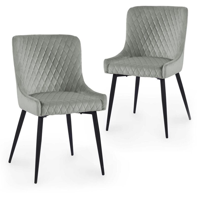 solange - lot de 2 chaises capitonnées en velours gris - gris