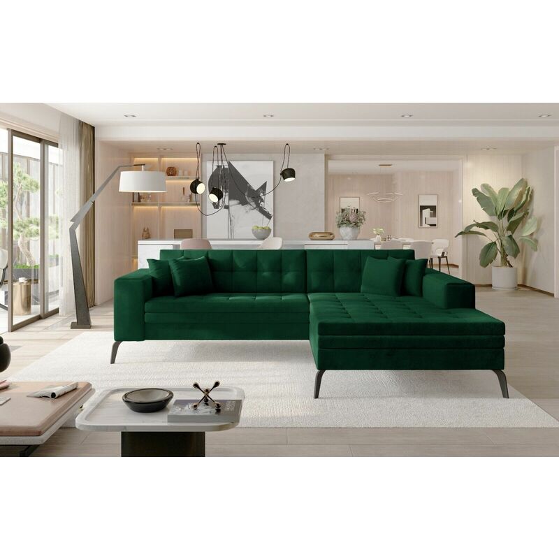 Romano - Solange Right Hand Facing Corner Sofa Bed - Bottle Green