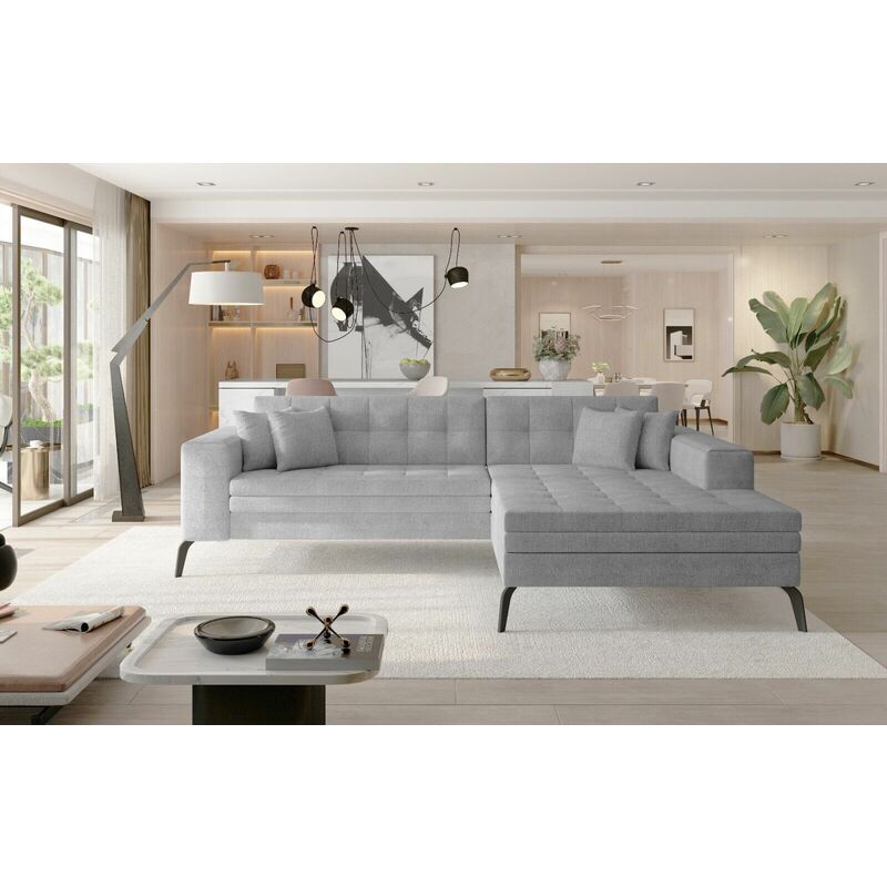 Romano - Solange Right Hand Facing Corner Sofa Bed - Light Grey