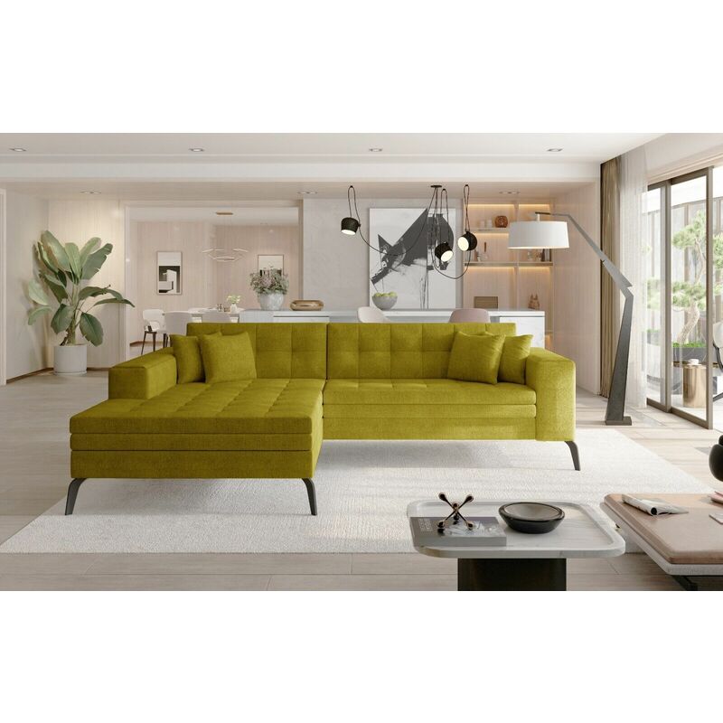 Solange Left Hand Facing Corner Sofa Bed - Yellow